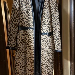 Kasper Leopard Print Teddy Jacket with Black Trim